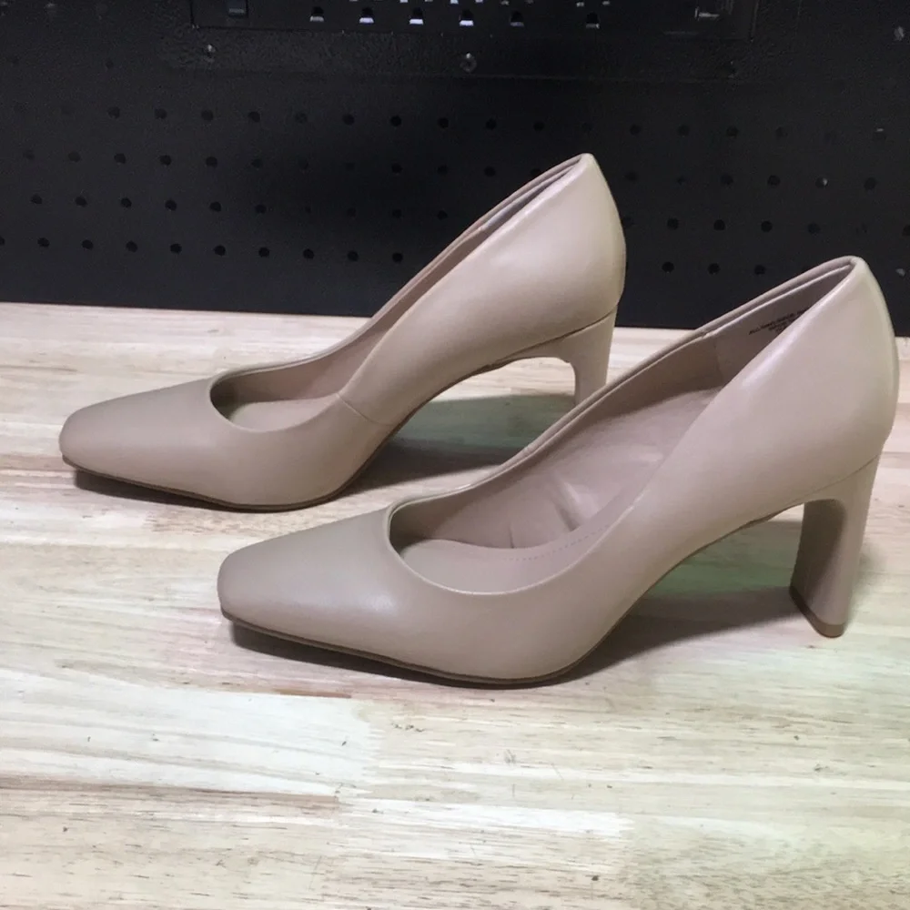Alfani Classic Beige Block Heel Pumps - Women's Dress‎ Shoes